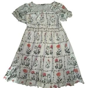 BloomChic Floral Smocked Waist Midi Dress Pockets Cottagecore Boho Plus Size